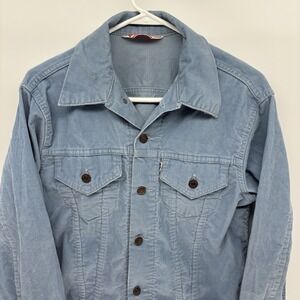 Vintage 70s Levis Light Sky Blue Corduroy White Tab Type 3 Trucker Jacket 40 USA